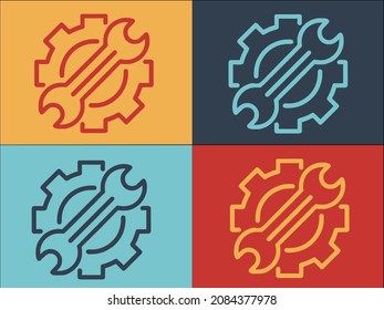 Gear Wrench Engineer Logo Template, Simple Flat Icon of gear,icon,wrench