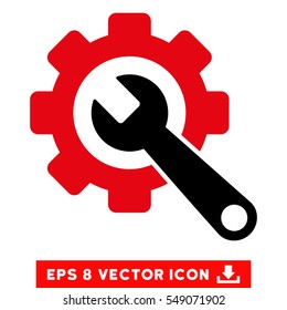 Gear and Wrench EPS vector pictogram. Illustration style is flat iconic bicolor intensive red and black symbol on white background.