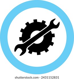 Icono de engranaje y llave en estilo plano. Ilustración vectorial.
