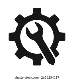 Gear and wrench icon illustrating concepts of maintenance repair and technical services
