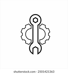 Gear and wrench icon logo design.