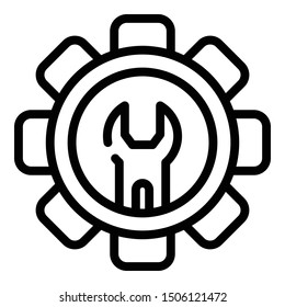 Gear wrench icon. Outline gear wrench vector icon for web design isolated on white background