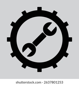 Gear and Wrench Icon. Repair Tool Vector Icon. Service Symbol. Gear, Screwdriver And Wrench.