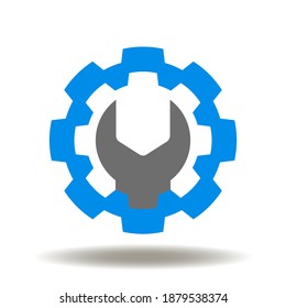 Gear Wrench Icon Vector. Cog Wheel Spanner Illustration. Repair Technical Service Station Symbol. Engineering Sign.