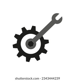 Gear and wrench icon. Vector illustration. Eps 10.
