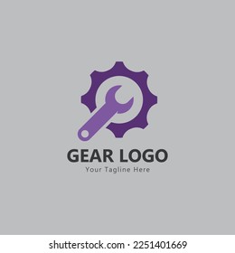 Gear and wrench logo simple creative mechanic design vector template