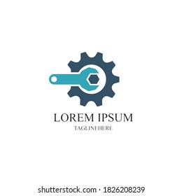 Gear and Wrench Logo Template Illustration Design