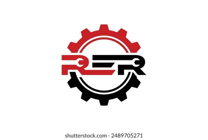 Gear and wrench mechanic with initial logo design