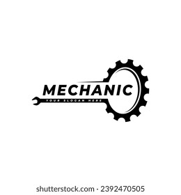 gear and wrench mechanic logo design. Vector illustration gear and wrench mechanic. modern logo design