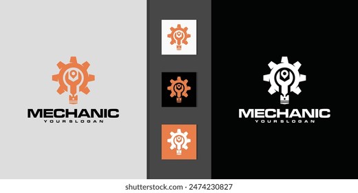 gear and wrench mechanic logo design. luxury logo for automotive industry business