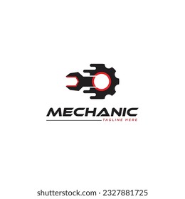 gear and wrench mechanic logo icon vector