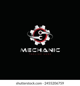 gear and wrench mechanic logo icon vector