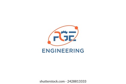 Gear and wrench mechanic logo. Letter PGE logo design