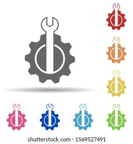 Gear, wrench in multi color style icon. Simple glyph, flat vector of business icons for ui and ux, website or mobile application