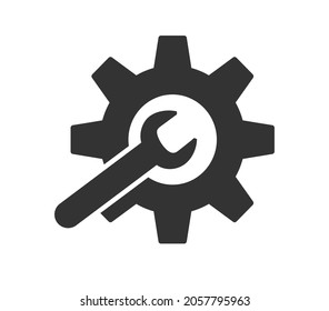 Gear and Wrench pictograph with free bonus pictures. Vector illustration style is flat iconic symbols, smooth blue colors, white background.
