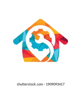 Gear wrench pin point logo template. Vector illustration of workshop location.	