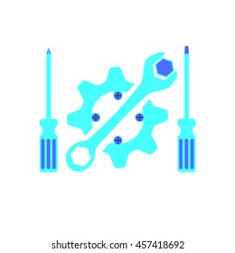 Gear with wrench and screwdriver technical repair service logo