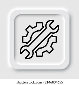 Gear wrench simple icon. Flat design. Neumorphism design.ai