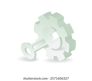 Gear with wrench symbol icon