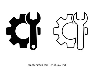 Gear and wrench symbols vector illustration, maintenance icons