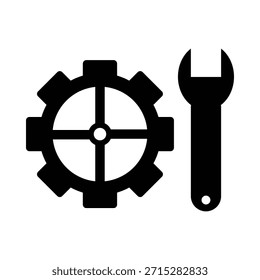 Herramienta de engranajes y llaves. símbolo de icono de Vector