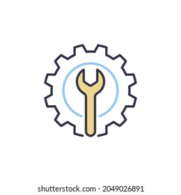 Gear with Wrench vector concept icon or logo element