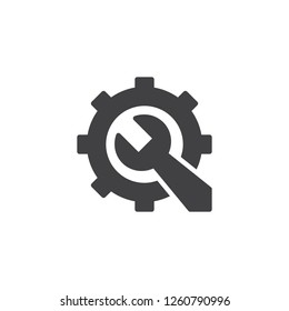 Gear and Wrench vector icon. filled flat sign for mobile concept and web design. Repair service simple solid icon. Maintenance symbol, logo illustration. Pixel perfect vector graphics