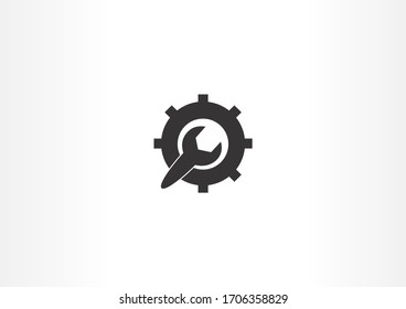 Gear and wrench vector logo design illustration