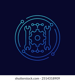 gear and wrenches icon, linear design
