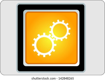 gear yellow square web icon on grey background