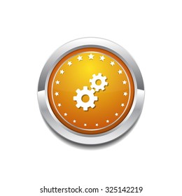 Gear Yellow Vector Icon Button