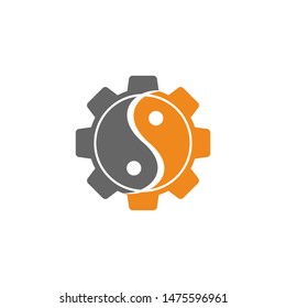 Gear Yin Yang Business Logo Design Template Vector Icon