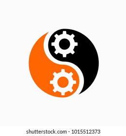 Gear Yin Yang symbol vector eps 10