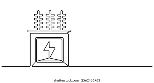 gearbox icon continuous one line drawing, Automatic transmission gear selector in modern offroad car, Concept showing the design process of a complex gearbox using a technical pro vector illustration.