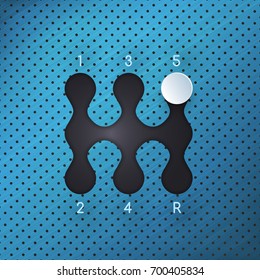 Gearbox isolated minimal icon . Transmission line vector icon on blue metallic background