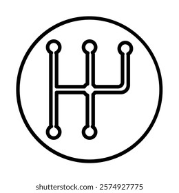 Gearbox Vector Line Icon Design