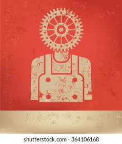 Gear,engineer design on red background,grunge vector