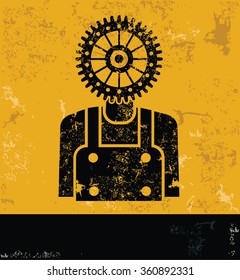 Gear,engineer design on yellow background,grunge vector