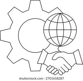 Gearglobe handshake gear globe and handshake are in the center of this graphic with lines