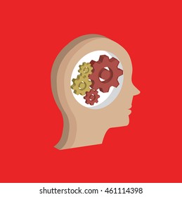Gear,idea info graphic on red background,vector