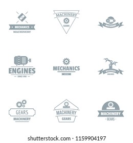 Gearing logo set. Simple set of 9 gearing vector logo for web isolated on white background