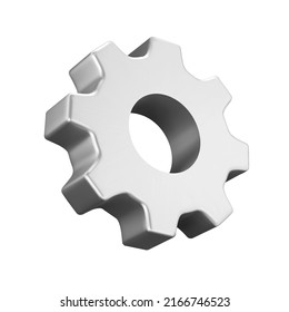 Gears 3d icon. Metal disk with teeth. Isolated object on a transparent background
