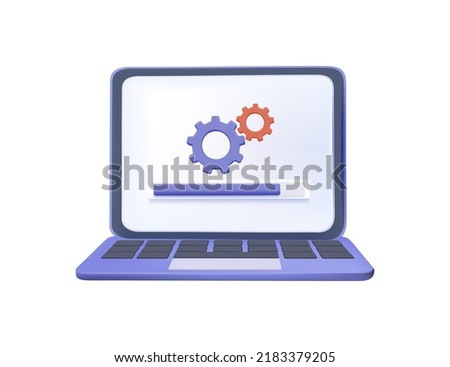 Gears 3D icons. System update 3d Vector concept. 3d render gear for mobile app design. System renew update. 3d vector render concept. Loading process, upgrade application progress icon for web design