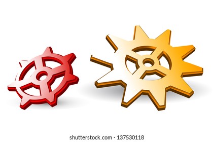 gears in 3d on white background