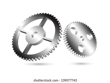 gears in 3d on white background