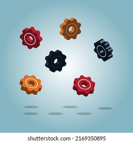 Gears 3d symbol design vector illustration