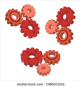 Gears 3d vector icon isolated on white background. - vector
