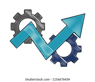 gears arrow business success progress color drawing