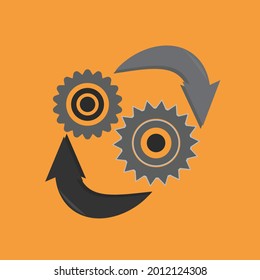Gears and arrow . industry logo or symbol