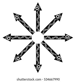 Gears Arrows, a set of eight black arrows created with white gears inside 
